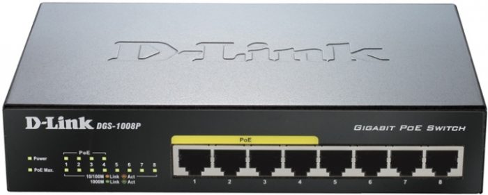 D-Link DGS-1008P/E1A Коммутатор 8-порт10/100/1000 неуправляемый с 4 PoE
