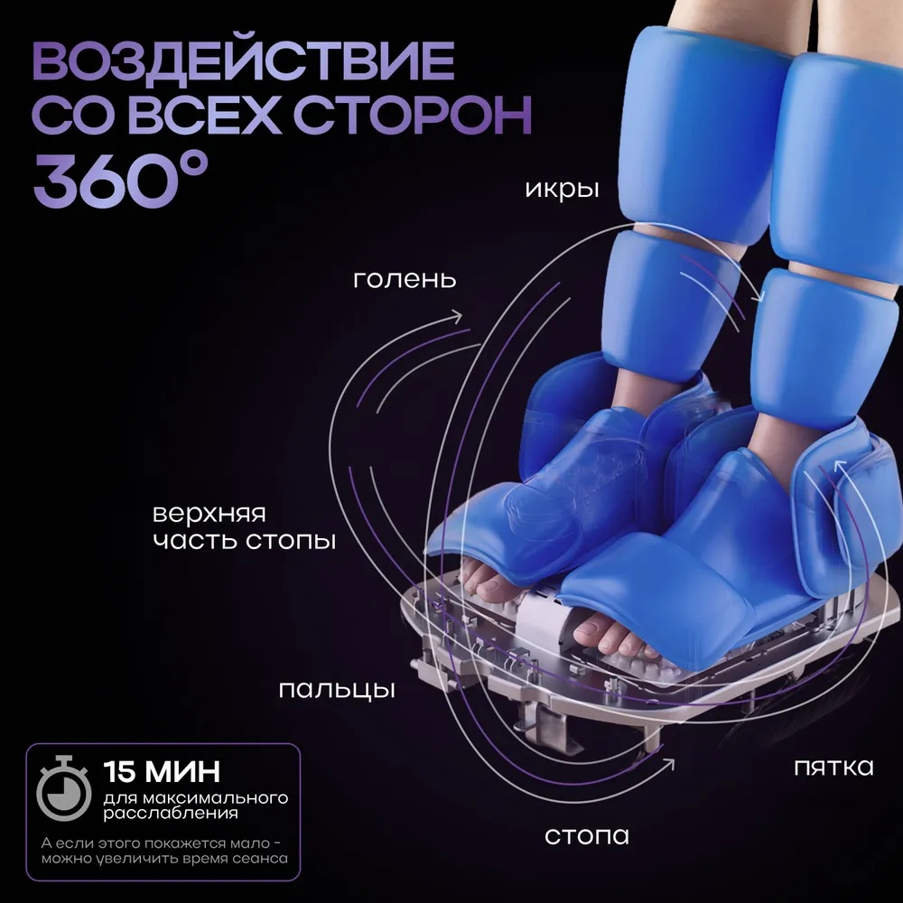 Массажер 2buy.kz SilverMassage_v1 напольный вибрационный, инфракрасный прогрев, 3D-массаж, воздушно-компрессионный, шиацу — изображение 5