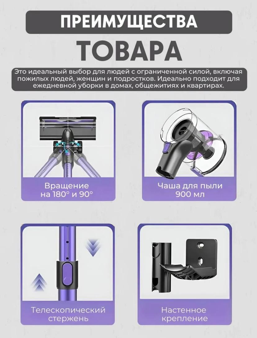Пылесос BART P-30 фиолетовый, серый — изображение 8