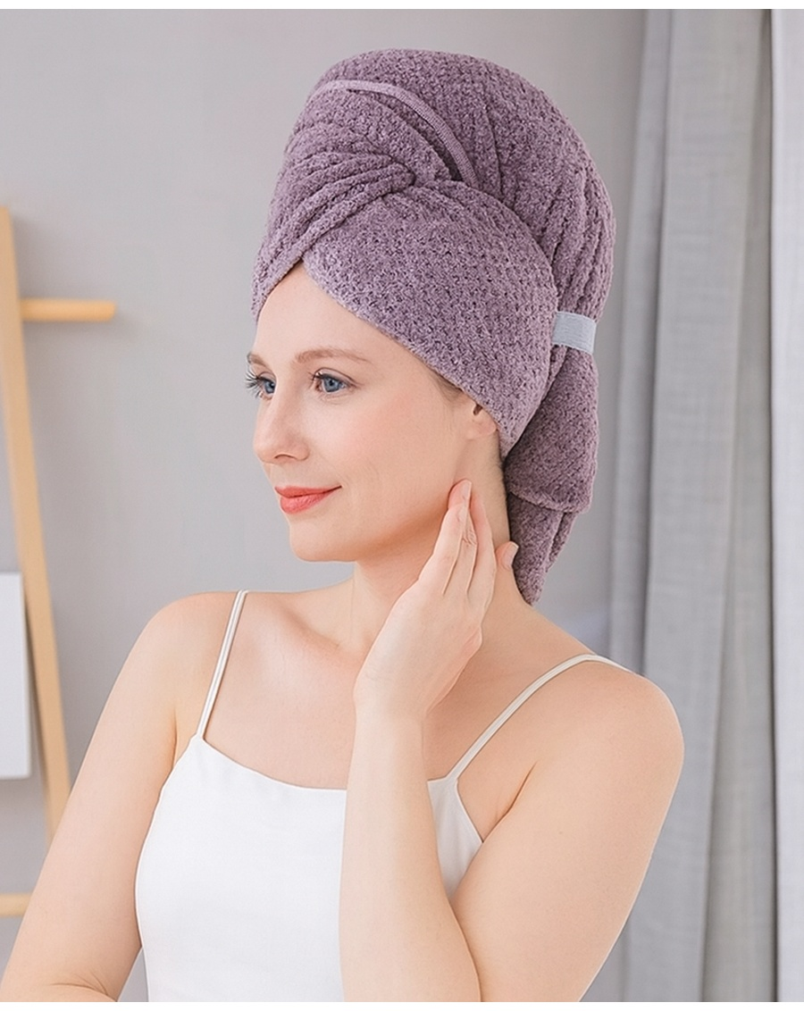 Полотенце, чалма для волос, фиолетовое — изображение 2