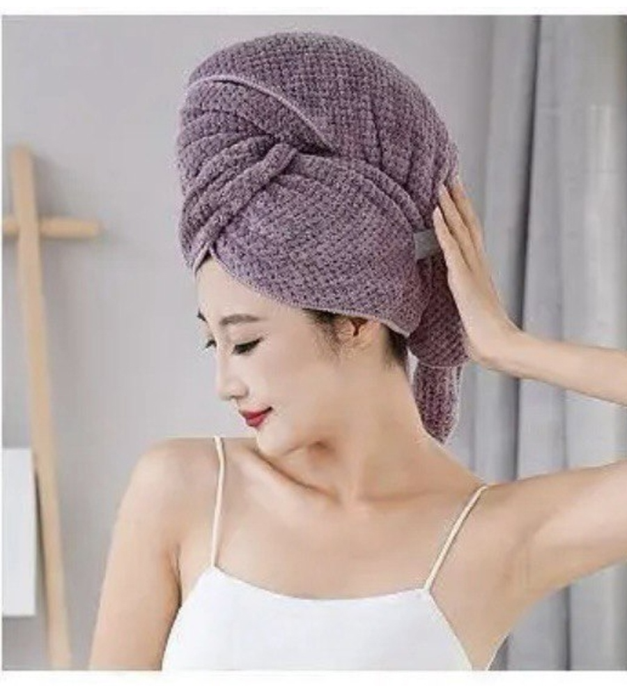 Полотенце, чалма для волос, фиолетовое — изображение 7