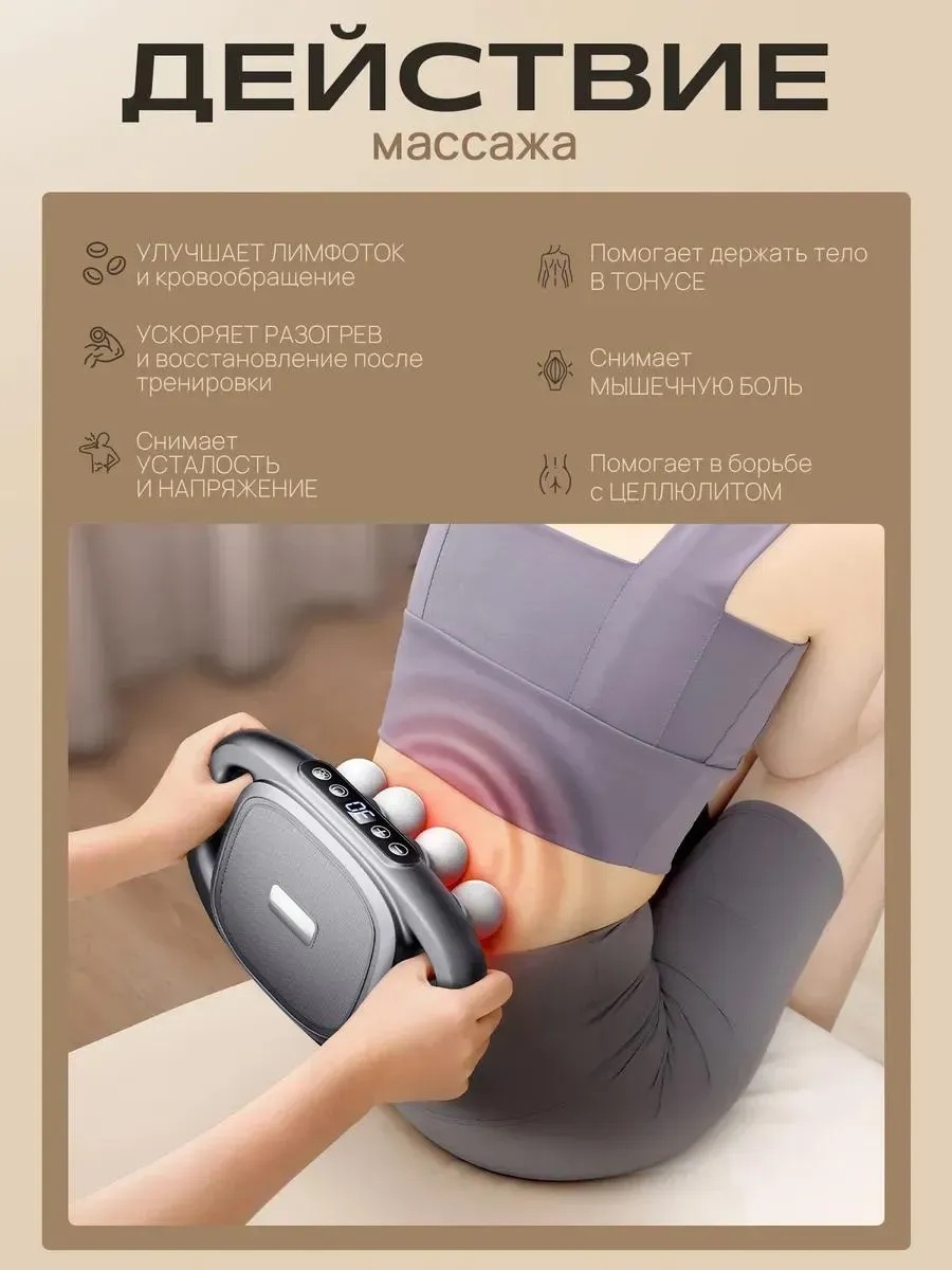 Массажер 2buy.kz М-0010 ручной вибрационный, разминающий, перкуссионный — изображение 4
