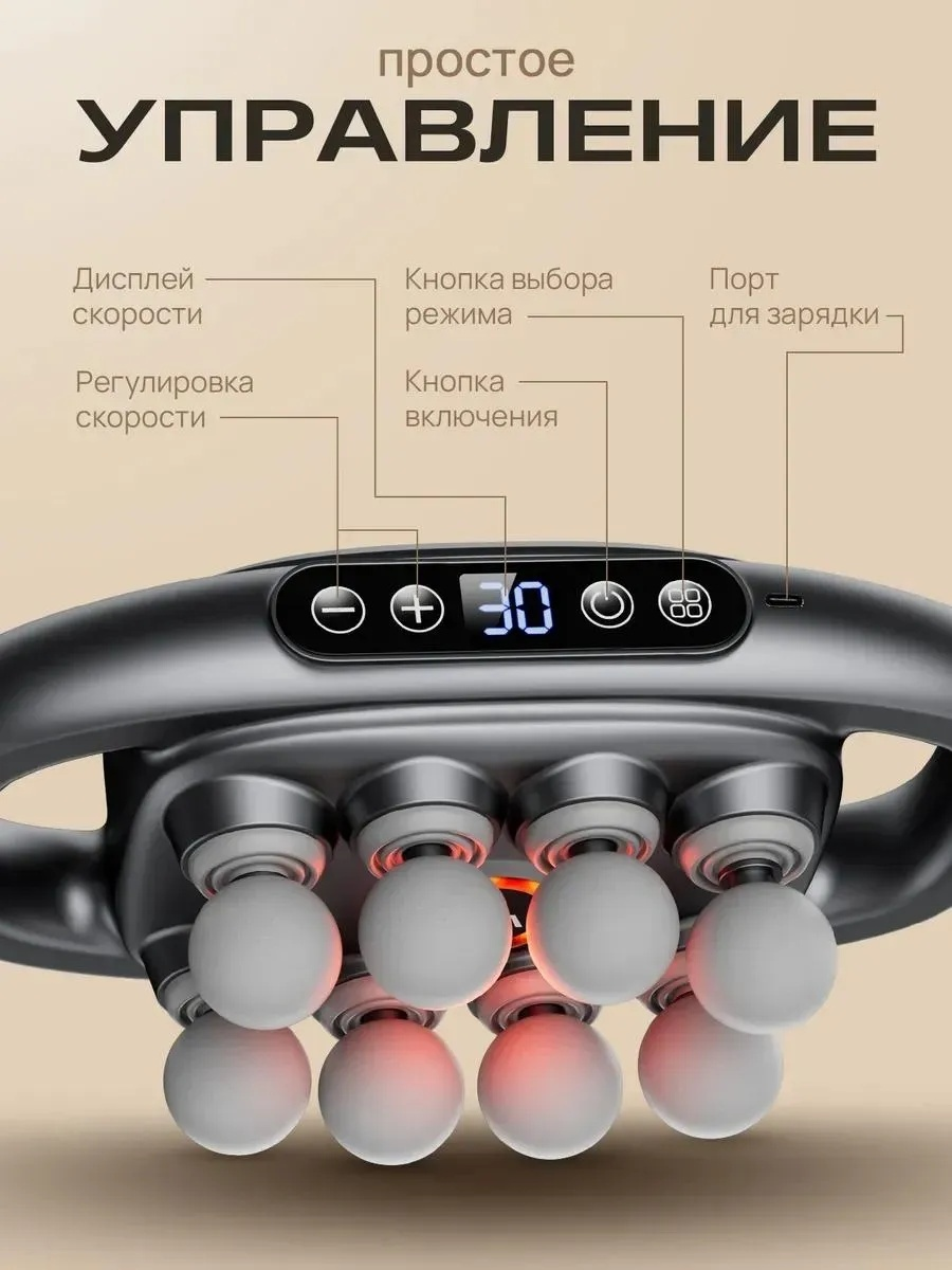 Массажер 2buy.kz М-0010 ручной вибрационный, разминающий, перкуссионный — изображение 8