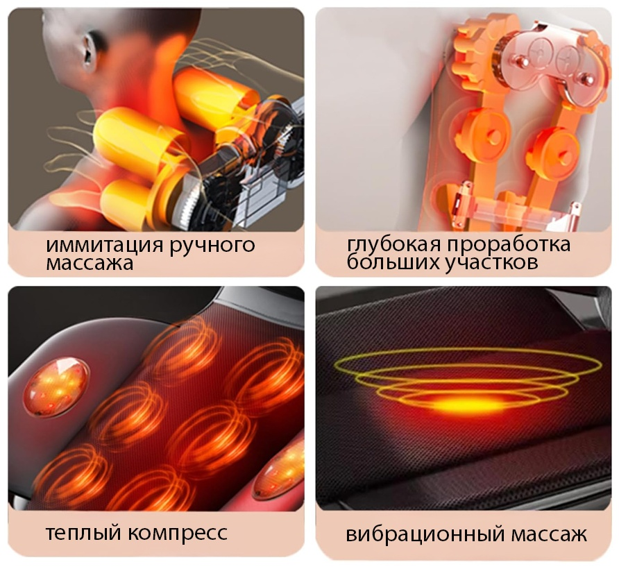 Массажер 2buy.kz НК-0010 накладка на спинку стула 3D-массаж, вибрационный, разогревающий, шиацу, компрессионный — изображение 6